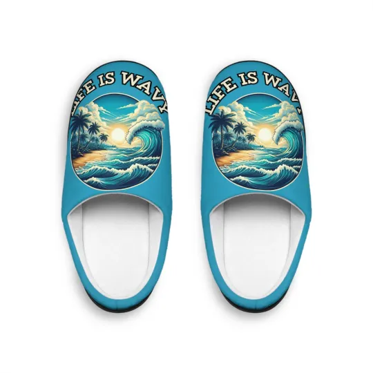 Discover Life Is Wavy Men's Indoor Slippers #LIW2
