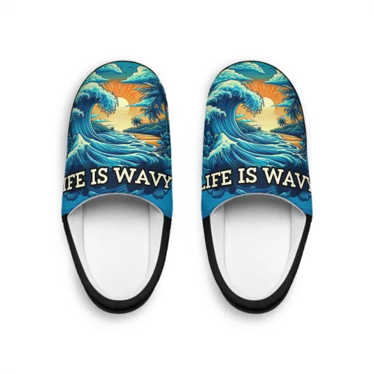 Discover Life Is Wavy Men's Indoor Slippers #LIW3