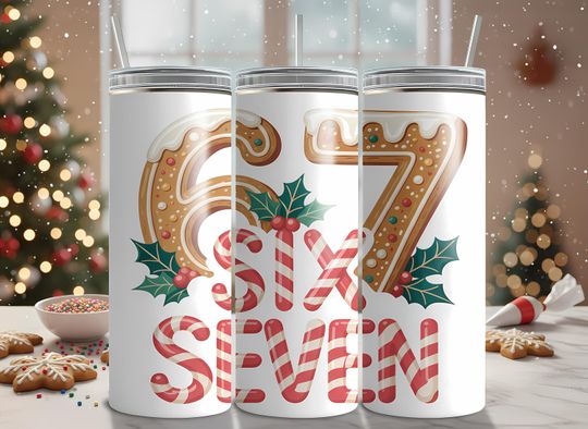 Discover 6 7 Gingerbread Tumbler Wrap, Christmas Candy Cane, TikTok Trend (Digital Download)