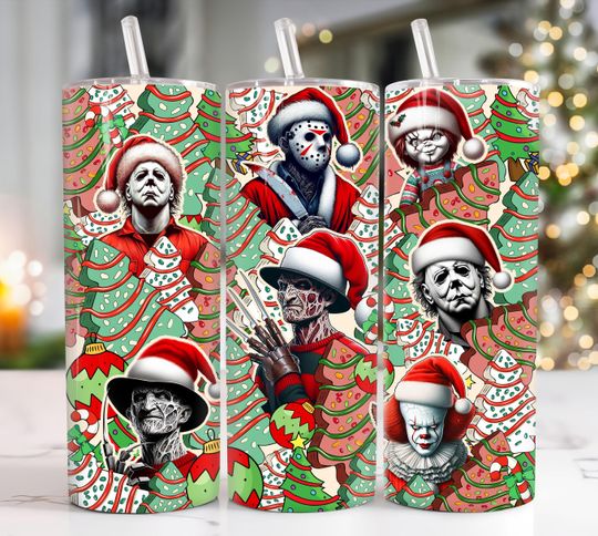 Discover Christmas Horror 20oz Tumbler  , Christmas Tumbler, Merry Christmas 20 oz Tumbler Wrap, Christmas 20 oz Skinny Tumbler
