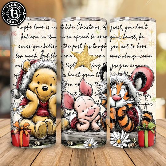Discover Honey Bear It's the Most Wonderful Time of the Year Tumbler Wrap  , Cartoon Character Christmas 20oz Skinny Tumbler Wrap,Christmas Tumbler