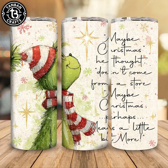 Discover Retro Maybe Christmas Perhaps Tumbler Wrap  , Green Character Christmas 20oz Skinny Tumbler Wrap  , Christmas Tumbler