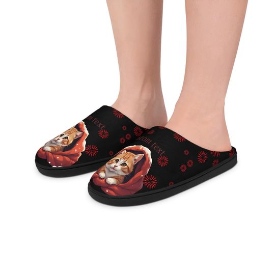 Discover Personalize your slippers! Cat in Blanket Slippers | Women's Indoor Slippers