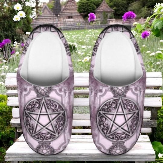 Discover Pastel Goth Women's Indoor Slippers, Witchy, Mystic, Lunar Symbol, Celestial, Pagan, Ethereal, Magical Gift Slippers