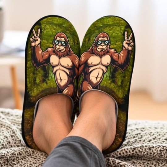 Discover Bigfoot Slippers, Sasquatch Slippers, Yeti House Slippers, Bedroom Indoor Slippers, Mens Novelty Slippers