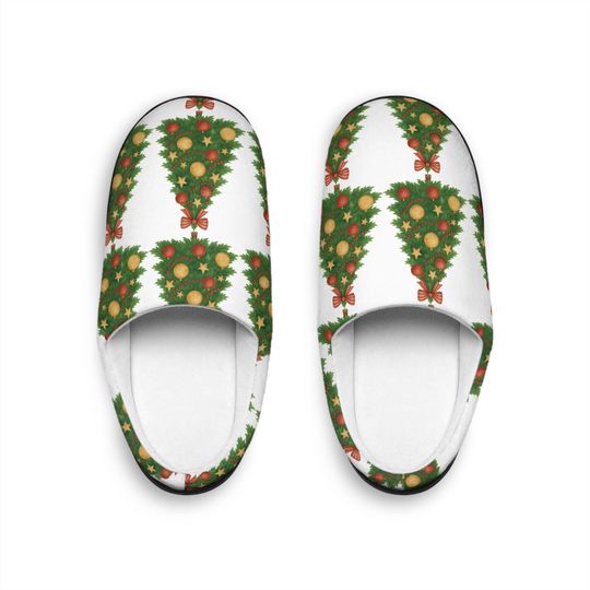 Discover Christmas Tree Pattern Women's Slippers | Holiday Indoor Cozy Slippers