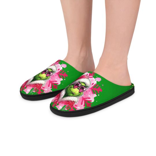 Christmas Indoor Slippers, Women's Plush funny character Face Holiday Shoes, Xmas Warm Home Footwear, Indoor Slip-ons, Cozy House Scuffs