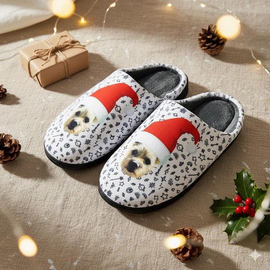 Personalized Slippers for Adults Christmas Gifts, Custom Pet Face Gifts Winter Slippers, Christmas for Mom, Dad , Family