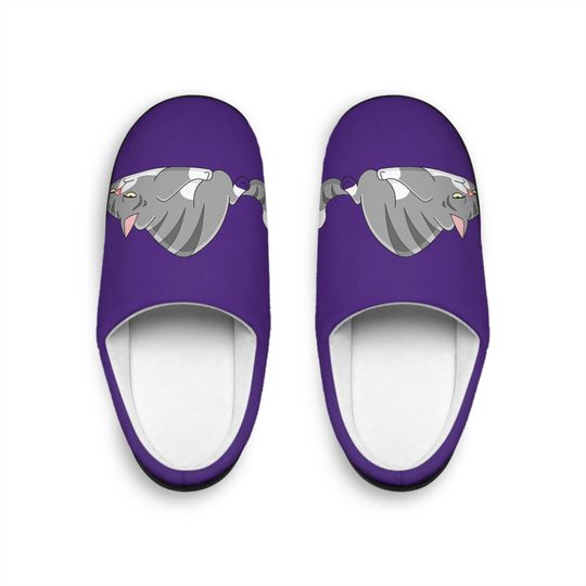 Discover Cozy Cat Print Flannel Fleece Slippers - Purple Indoor Footwear
