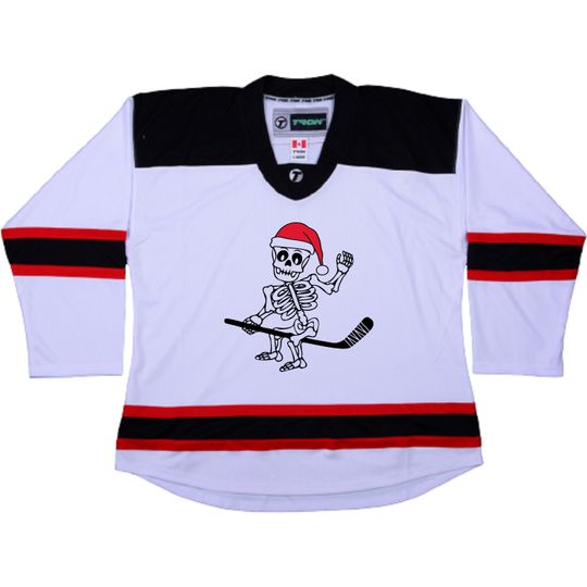 Discover Customized Santa Skeleton Christmas Hockey Jersey with Name and Number on the back