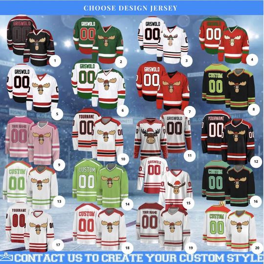 Discover All Stitched Jersey, Embroidery jersey, Personalized Griswold Mosee Christmas Hockey Jersey, Funny Xmas Sweater, Holiday Team Shirt