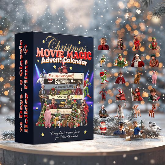 Discover Collector's Christmas Movie Advent Calendar 2025, 24 Classic Film Characters Countdown Box - Limited Nostalgic Gift for Movie Fans
