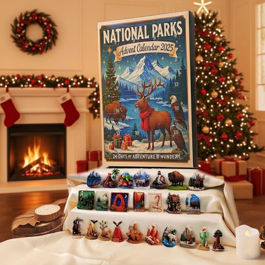 Discover National Park Advent Calendar | 24 Days of Outdoor Adventure | 2D Acrylic Christmas Decorations | Nature Lovers Holiday Countdown