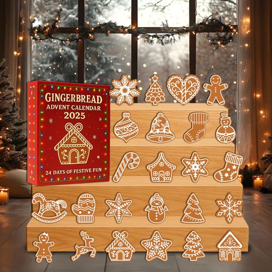 Discover Gingerbread Christmas Icons Advent Calendar 2025,Christmas Gingerbread Acrylic Ornament Set, Holiday Countdown, Kawaii Gift for Lovers