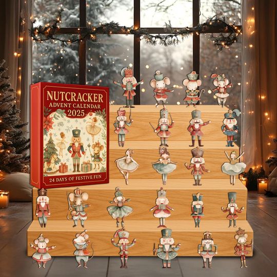 Nutcracker Christmas Icons Advent Calendar 2025,Christmas Nutcracker Acrylic Ornament Set, Holiday Countdown, Kawaii Gift for Lovers