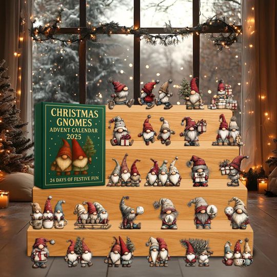 Discover Christmas Gnomes Advent Calendar 2025. 24 Pcs Mini Ornament Set. Xmas Holiday Countdown Calendar. Unique Noel Decor Gift for Kids & Adults