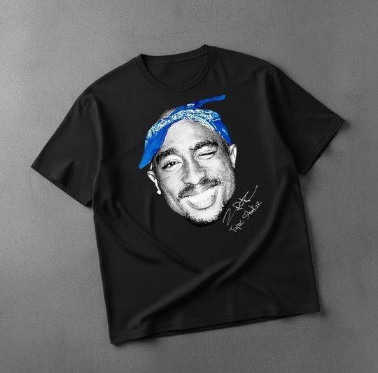 Discover Tupac Vintage 90s Hip Hop T-Shirt, Streetwear Graphic Tee, Retro Bandana Design