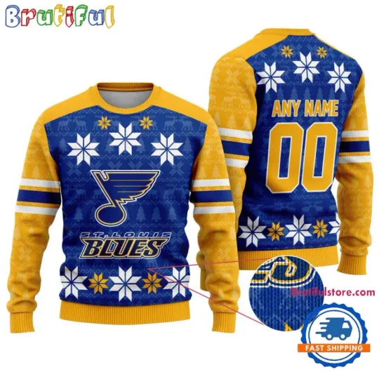 Nhl St Louis Blue Hockey Snow Christmas Ugly Sweater