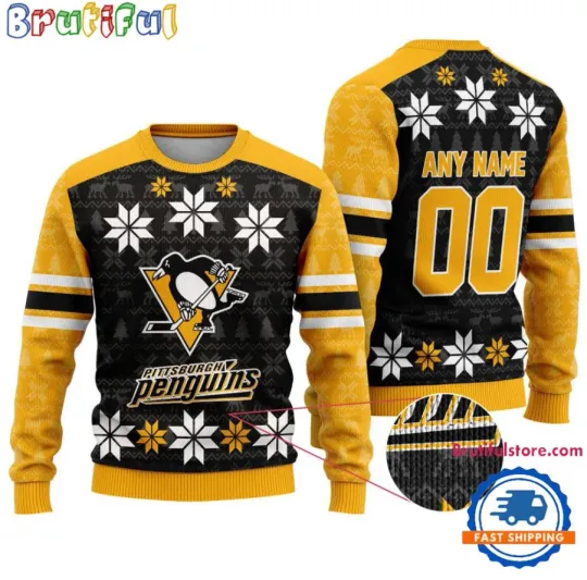 Nhl Pittsburgh Penguin Hockey Snow Christmas Ugly Sweater