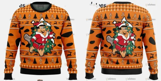 Discover The Flintstones Fred Christmas Ugly Sweater Holiday Gift for Cartoon Fans
