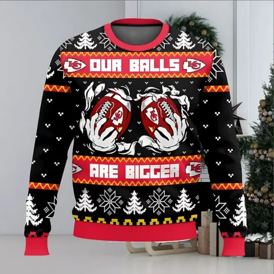 Kansas City Football Team Inspired Funny Holiday Ugly Christmas Sweater