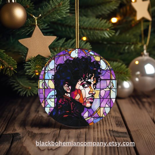 Discover Prince Christmas Ornament, Holiday Tree Decoration, Music Lover Gift, Festive Home Decor, Ceramic Ornament