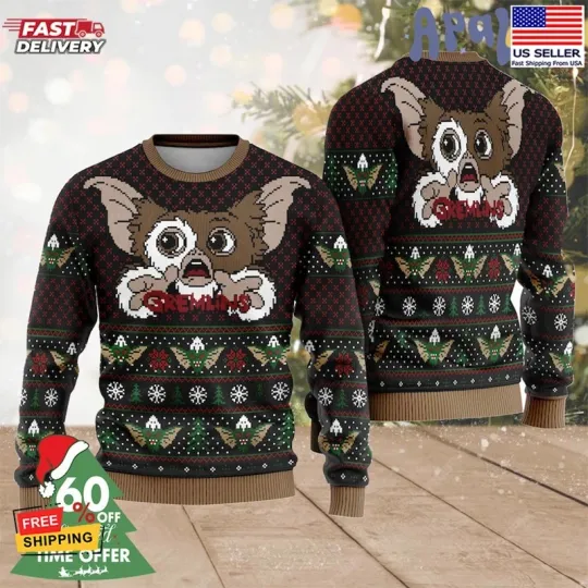 Gizmo Gremlins Ugly Christmas Sweater, Gremlins Christmas Movie Sweater Gifts