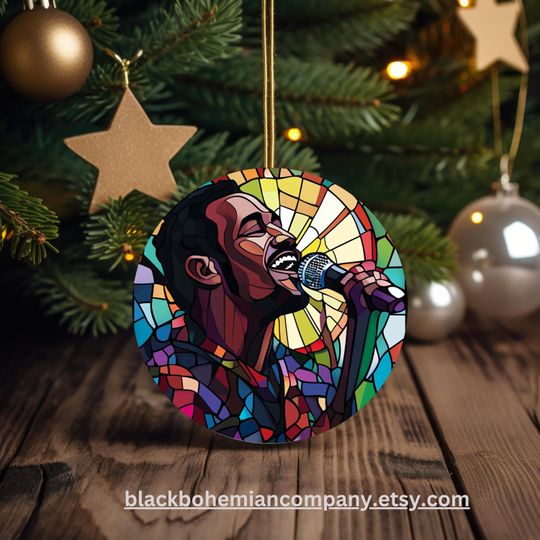 Discover Luther Vandross Inspired Stained Glass Ornament - R&B Christmas Decor - Music Lover Gift - DJ Gift