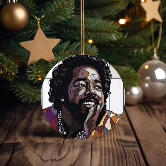 Discover Barry White Inspired Stained Glass Porcelain Ornament for Holiday Decor