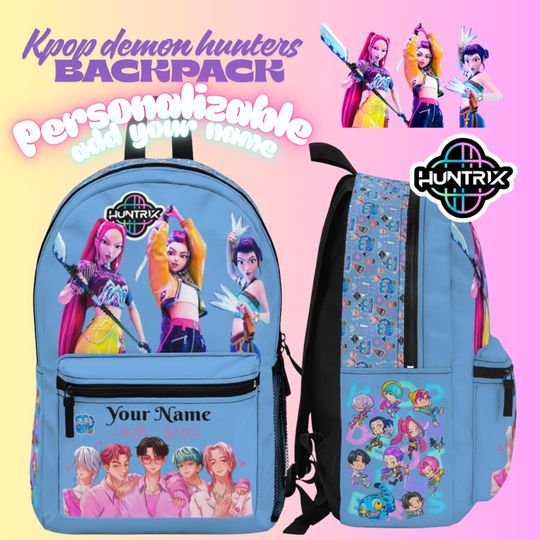 Kpop Demon Hunters Backpack, Saja Boys and Huntrix, Personalized Name