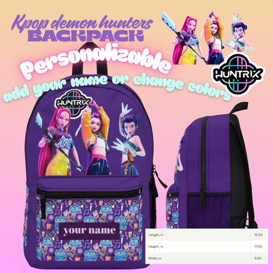 Discover HUNTR K-Pop Girl Group Backpack  Personalized Purple School Bag