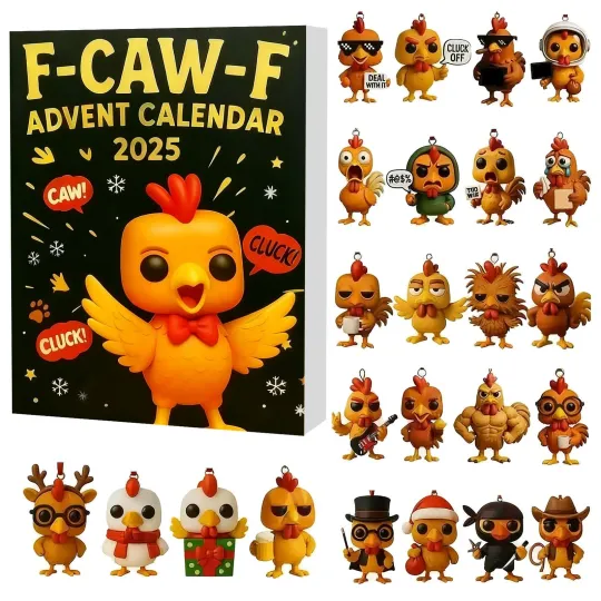 Acrylic Advent Calendar Blind Box F-CAW-F Chicken Christmas Countdown Calendar 24 Days Xmas Gift Box