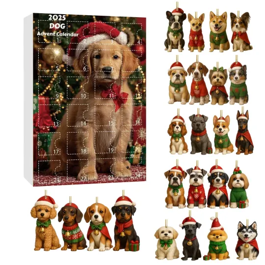 Dog Advent Calendar 2025 Dog Lovers Christmas Countdown Advent Calendar 24PCS
