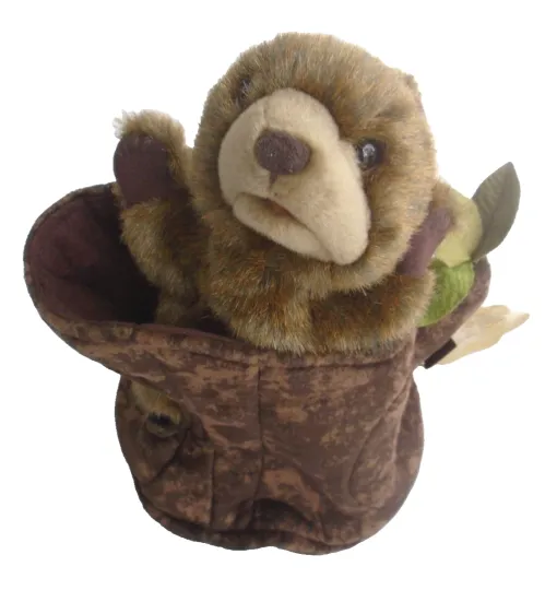Discover Folkmanis Puppets Bear in Tree Stump Plush Bear Hand Puppet 10" Brown