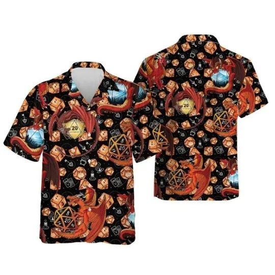 Discover Geometric DnD Hawaiian Shirt, Dungeon and Dragon Hawaii Shirt2