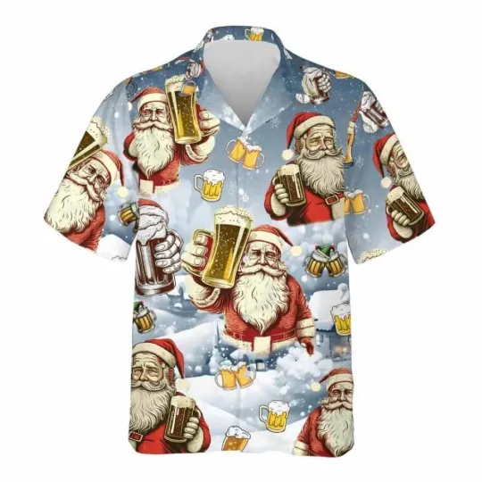 Discover Christmas Hawaiian Santa Beer Shirt