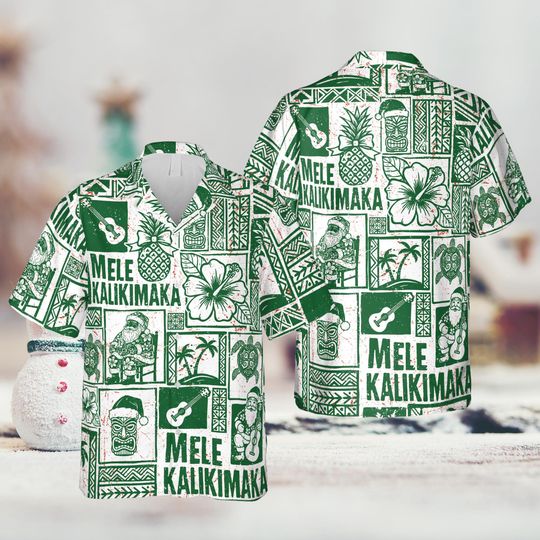 Funny Mele Kalikimaka Christmas Hawaiian Shirt, Beach Christmas Button Shirt, Tropical Xmas Gift, Holiday Vacation