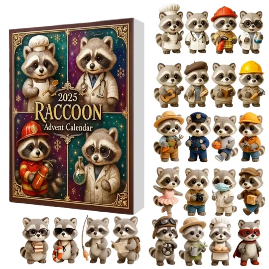 Discover Acrylic Advent Calendar 2025 Christmas Decorations Gift Raccoon for Kids Boys Girls