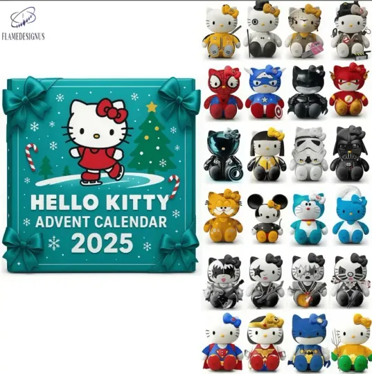 Discover Kitty Cartoon 2025 Christmas Advent Calendar Acrylic Box Holiday Decoration
