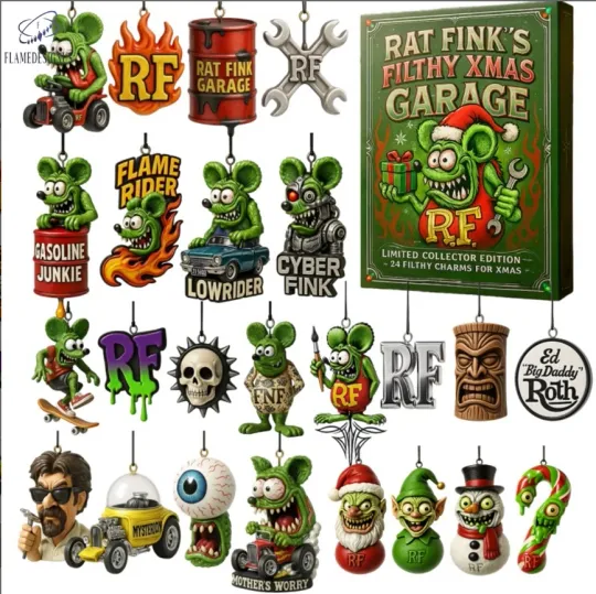 Discover Rat Fink Holiday Countdown 2025 Advent Calendar Acrylic Blind Box - Retro Collectible