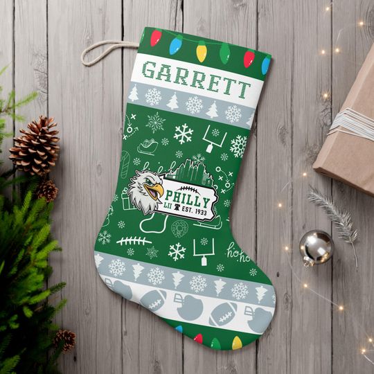 Discover Garrett Throwback Philadelphia Football Christmas Santa Stocking