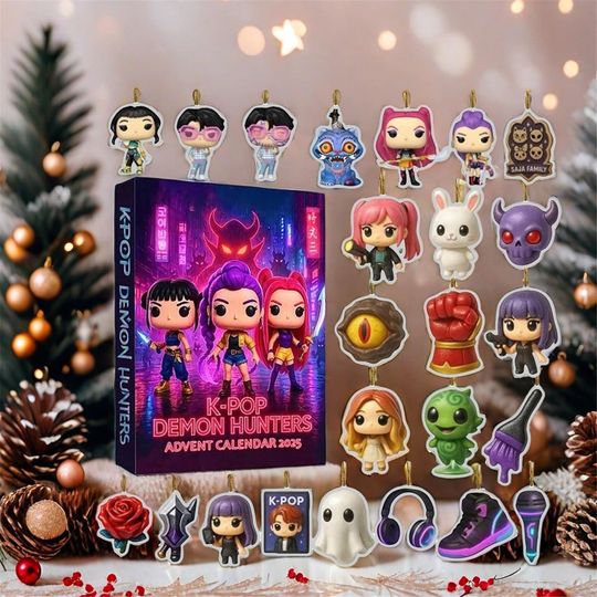 Discover 2025 Kpop Hnter Advent Calendar,24pcs 2D Acrylic Christmas Ornament ,Demon Hunters Countdown Calendar ,Xmas Gift