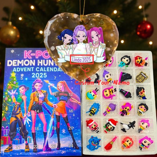 Discover 3D Print Acrylic Advent Calendar, Custom K-Pop Demon Hunters Christmas Bauble Tree Decoration Ornament