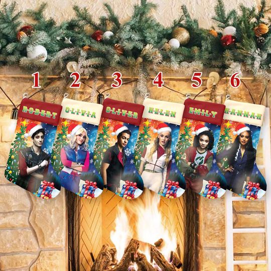 Discover Personalize Disney Zombies 4 Stocking, Zombies Descendants Christmas Socks, Custom Name Zoombies 4 Xmas Sock, Disney Christmas Home Decor