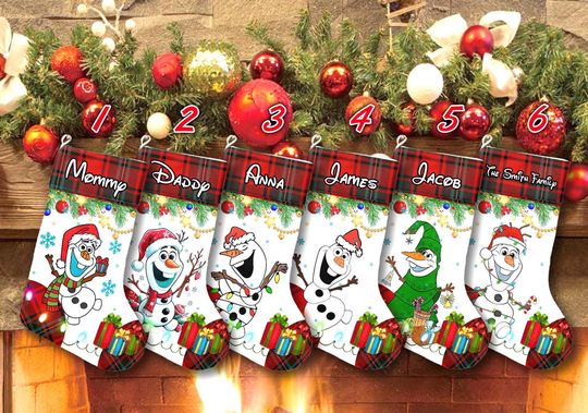 Olaf Snowman Xmas Stocking, Olaf Character Christmas Stockings, Olaf Christmas Socks Home Decoration, Custom Name Stockings