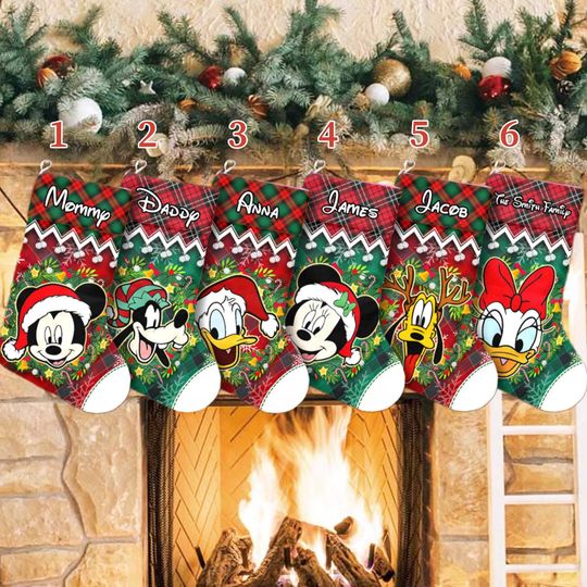 Discover Disney Happy Mickey And Friends Head Xmas Stocking, Mickey Mouse Christmas Stockings, Happy Mickey Christmas Socks Home Decoration