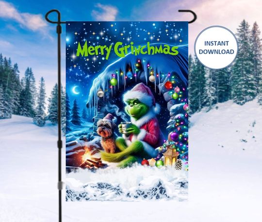 Merry Grin  funny character Christmas Sublimation Design for Flag Wall Art Tote Bag Crafts Personalized funny character Gift Outdoor Christmas Decor