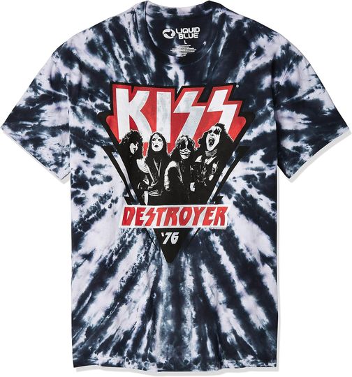 Discover Liquid Blue Kiss Destroyer 1976 Tie Dye  T-Shirt