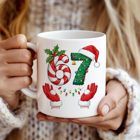 Discover funny character Christmas Mug Sublimation Design, Six Seven Meme Christmas MugS, Instant Download, Funny Mean Guy Christmass PNG