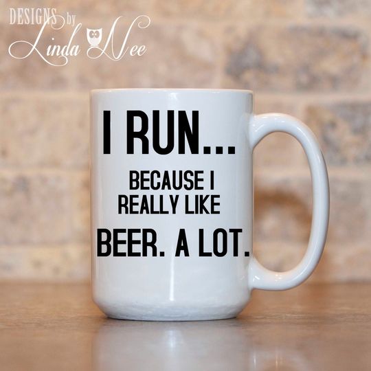 Discover Running Mug, Funny Running Gift, Marathon Motivation, Gift for Runners, Beer and Fitness, Fitness Mug, Funny Coffee Mug, Beer Mug, Fun MPH67